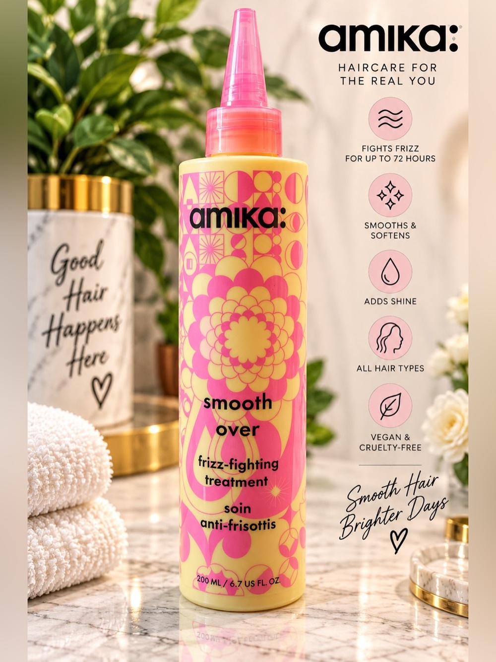 NWT Amika Smooth Over Frizz-Fighting Treatment 6.7 oz Full Size